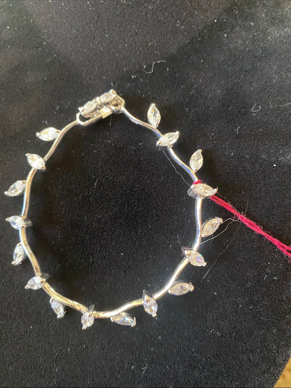 Sterling Silver Marquise CZ Leaf Bracelet in Silver - Picture 1 of 1